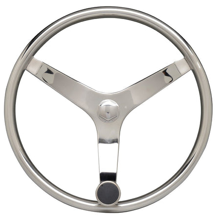 Uflex - V46 - 13.5" Stainless Steel Steering Wheel w/Speed Knob - No Wheel Nut - Get Tight Gear