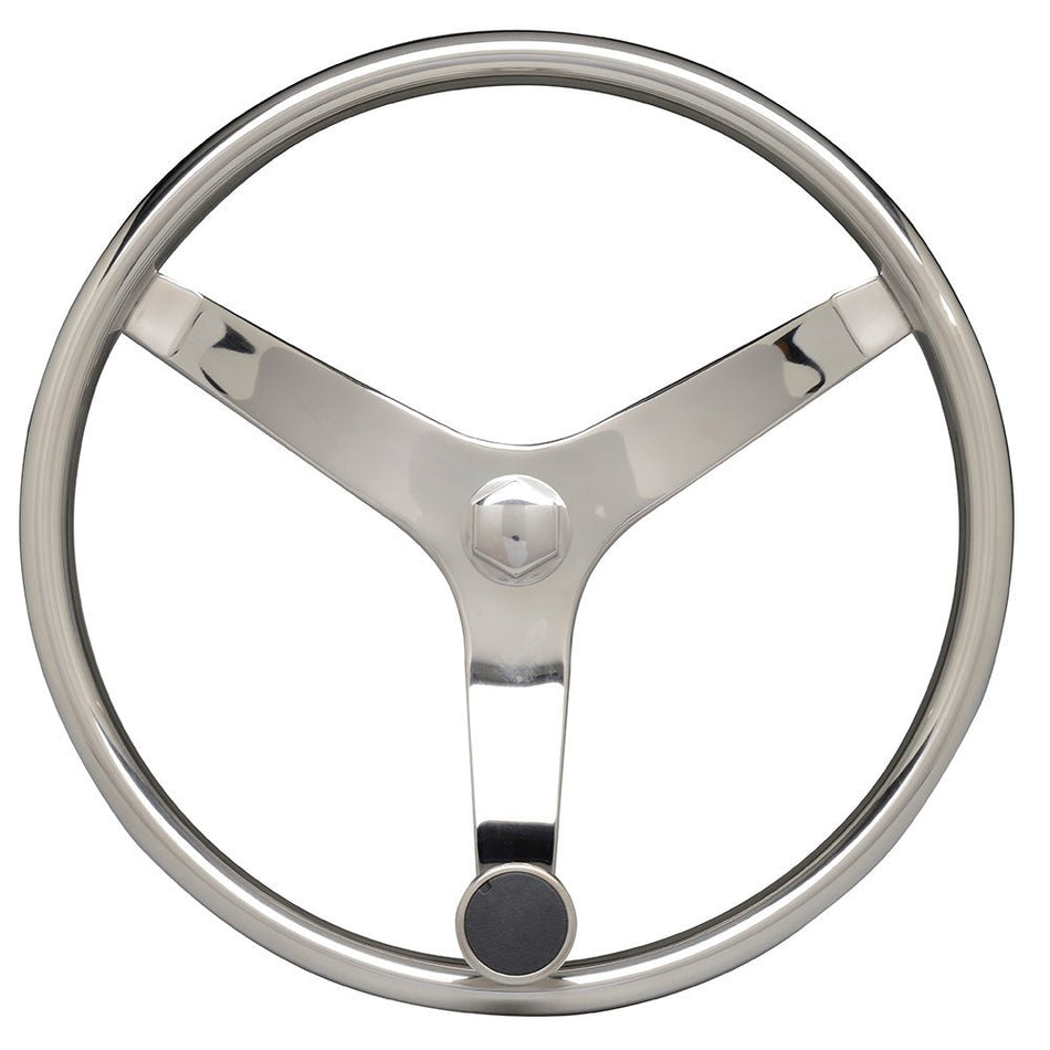 Uflex - V46 - 13.5" Stainless Steel Steering Wheel w/Speed Knob - No Wheel Nut - Get Tight Gear