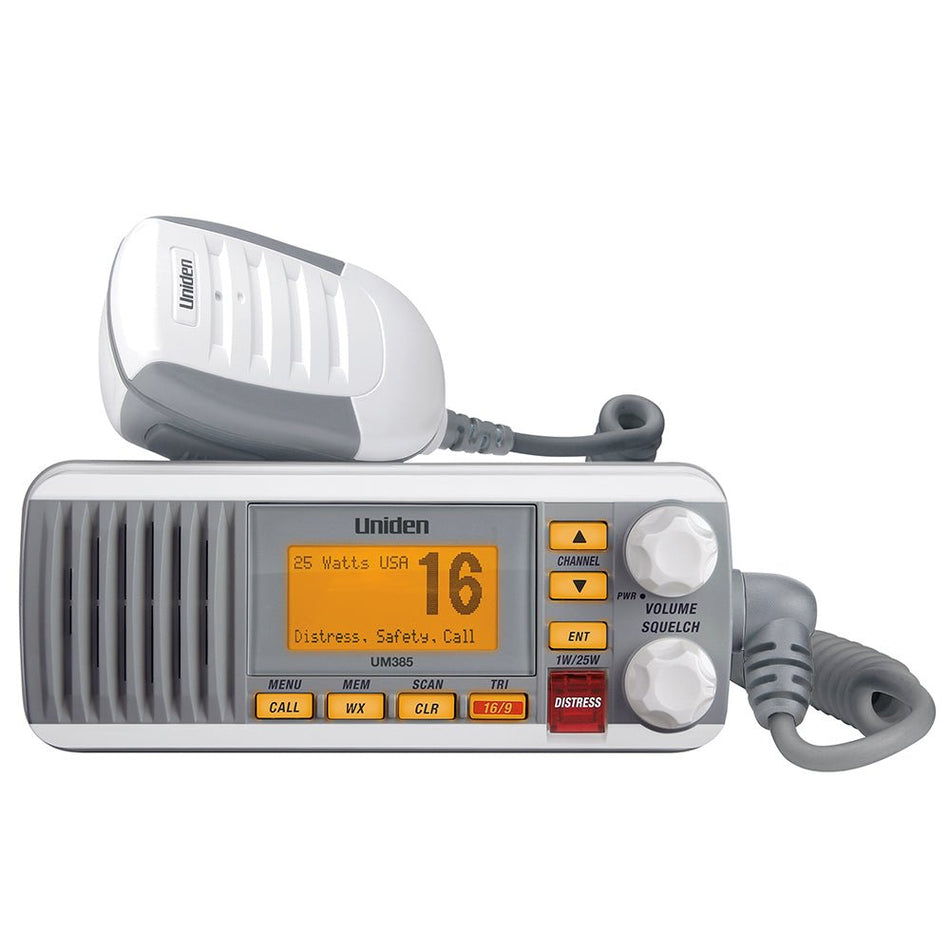 Uniden UM385 Fixed Mount VHF Radio - White - Get Tight Gear