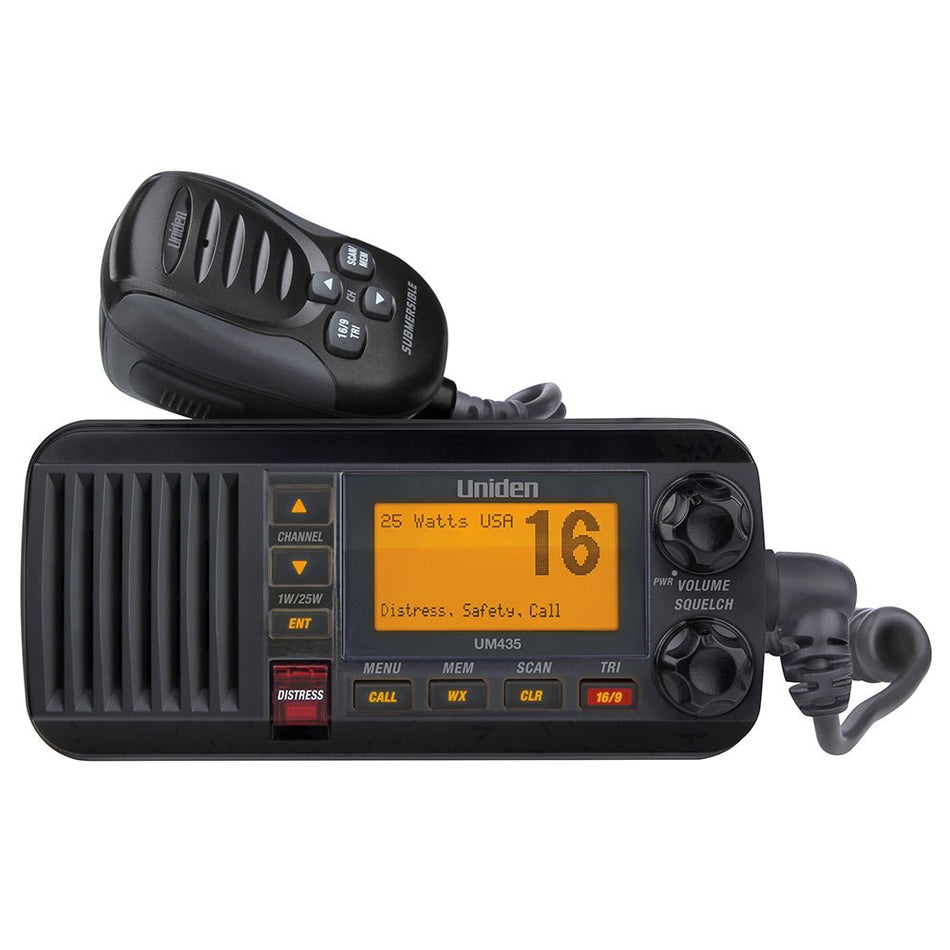 Uniden UM435 Fixed Mount VHF Radio - Black - Get Tight Gear