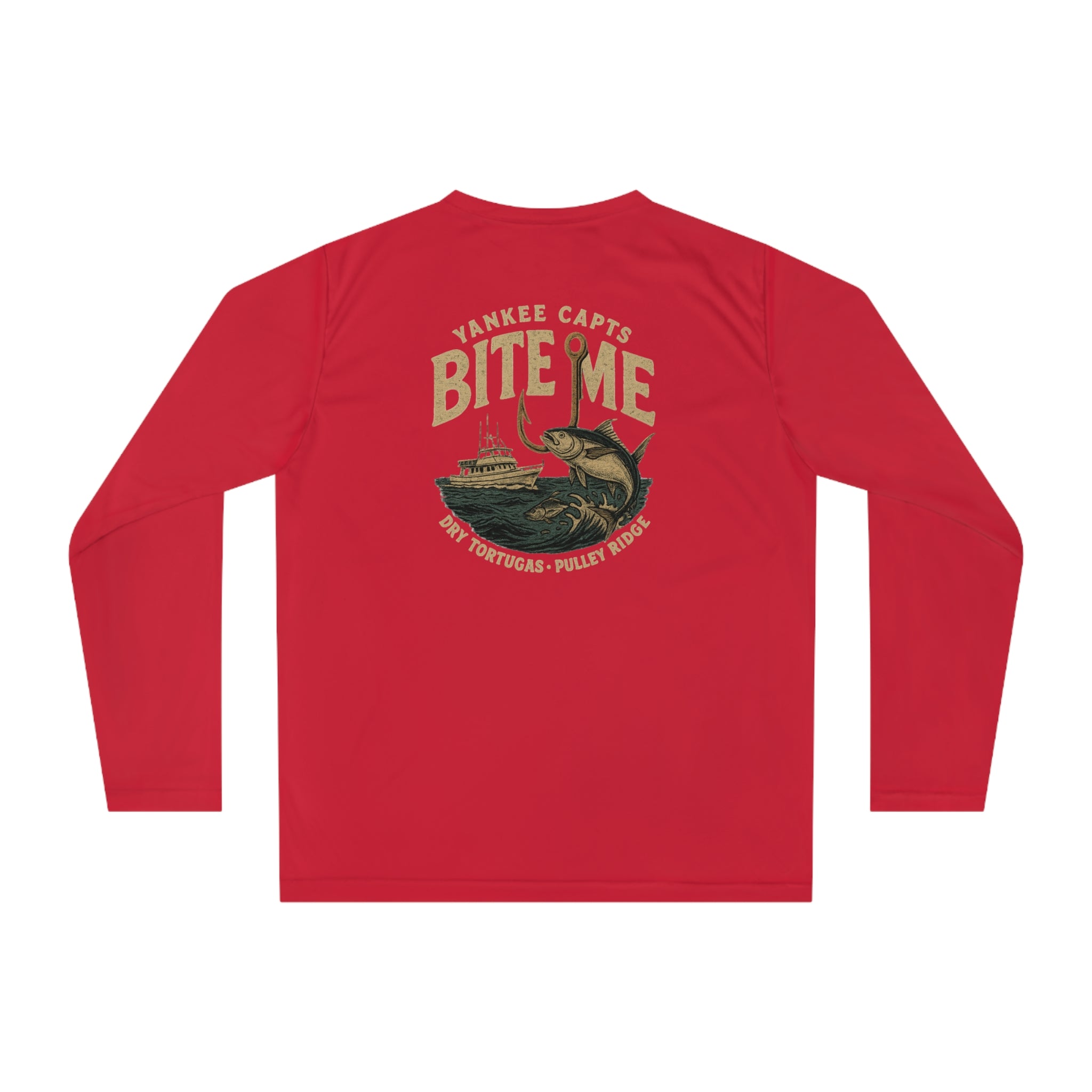 Unisex Performance Long Sleeve Shirt - "Bite Me" Fishing Graphic Tee for Fishing Enthusiasts - Get Tight Gear
