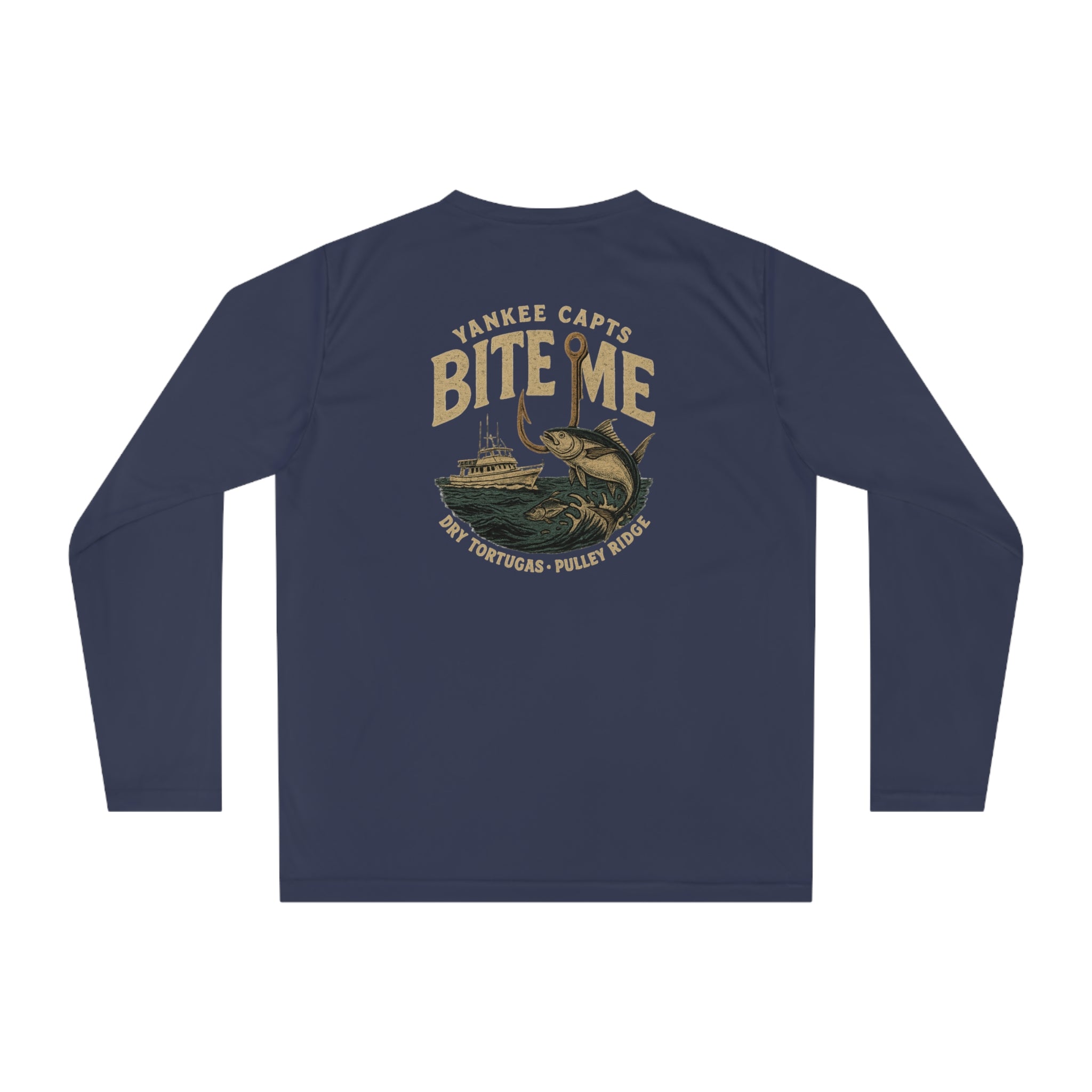 Unisex Performance Long Sleeve Shirt - "Bite Me" Fishing Graphic Tee for Fishing Enthusiasts - Get Tight Gear