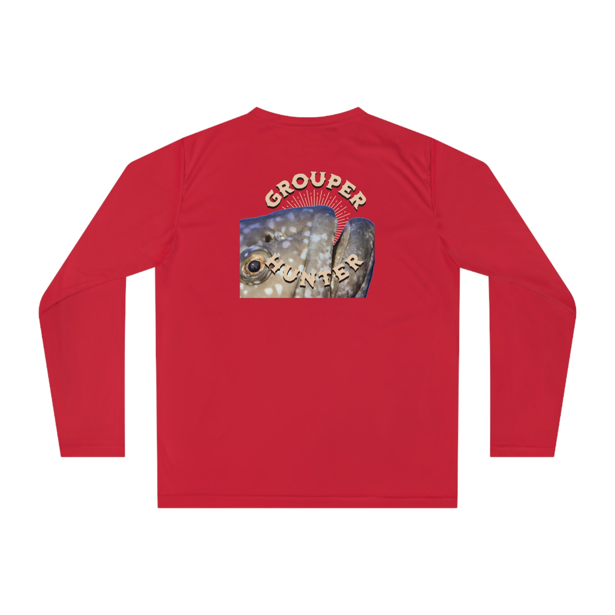 Unisex Performance Long Sleeve Shirt - "Grouper Hunter" Fishing Graphic Tee for Fishing Enthusiasts - Get Tight Gear
