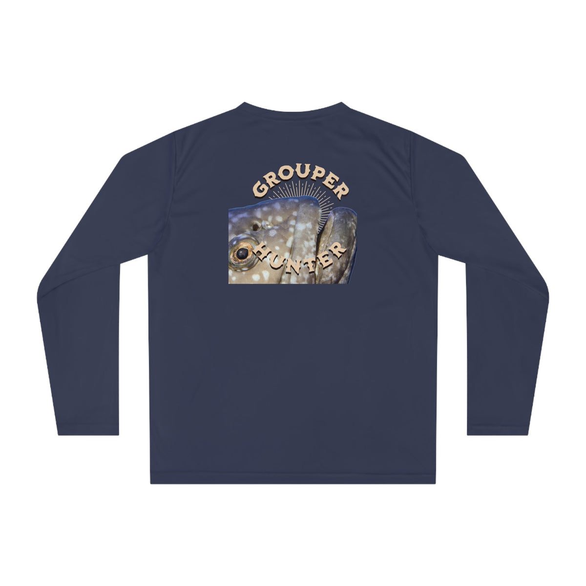 Unisex Performance Long Sleeve Shirt - "Grouper Hunter" Fishing Graphic Tee for Fishing Enthusiasts - Get Tight Gear