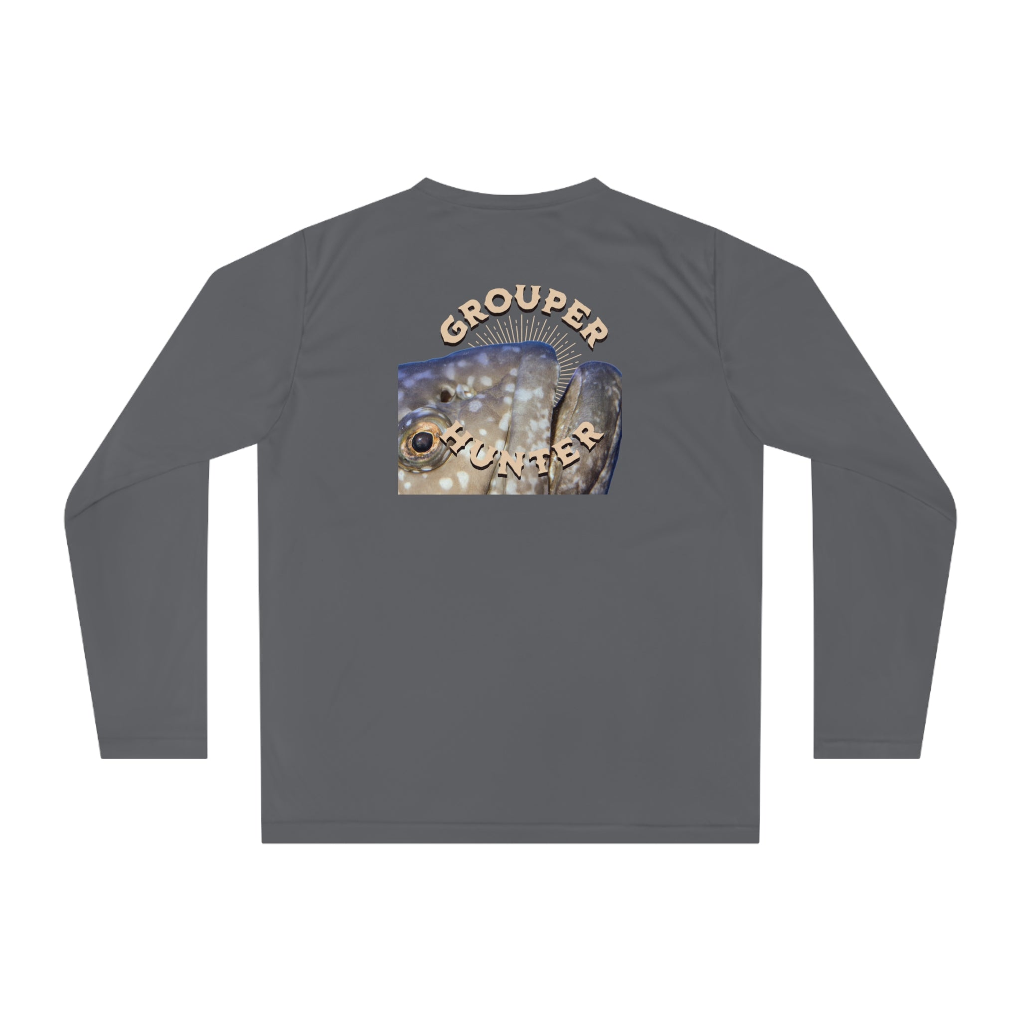 Unisex Performance Long Sleeve Shirt - "Grouper Hunter" Fishing Graphic Tee for Fishing Enthusiasts - Get Tight Gear