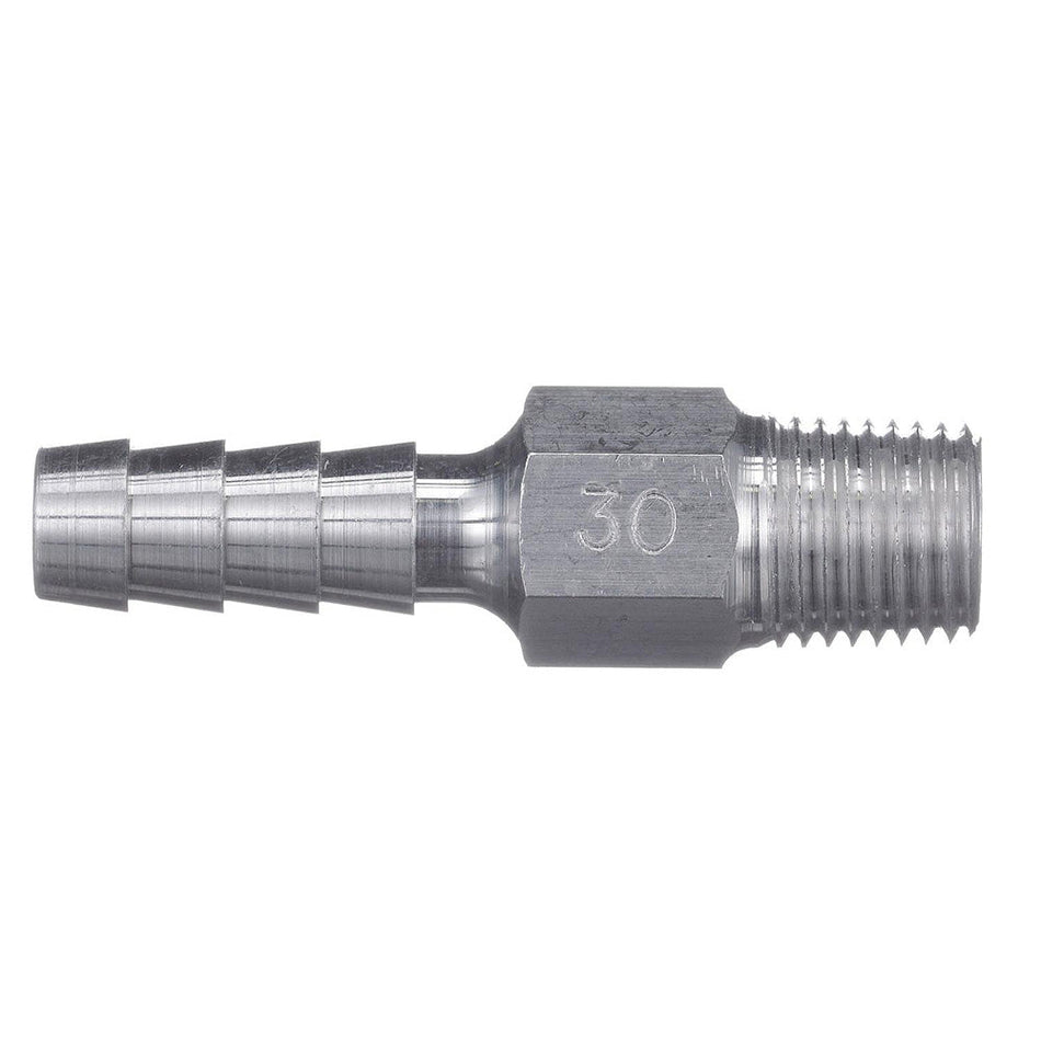 Universal Aluminum Fuel Hose Fitting - 1/4" NPT x 3/8" Barb - (Anti - Siphon Valve) - Get Tight Gear