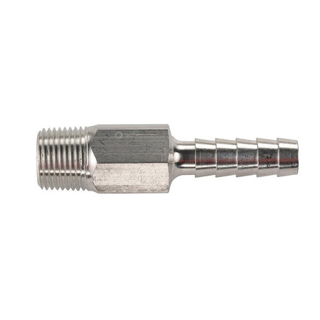 Universal Aluminum Fuel Hose Fitting - 3/8" NPT x 3/8" Barb - (Anti - Siphon Valve) - Get Tight Gear