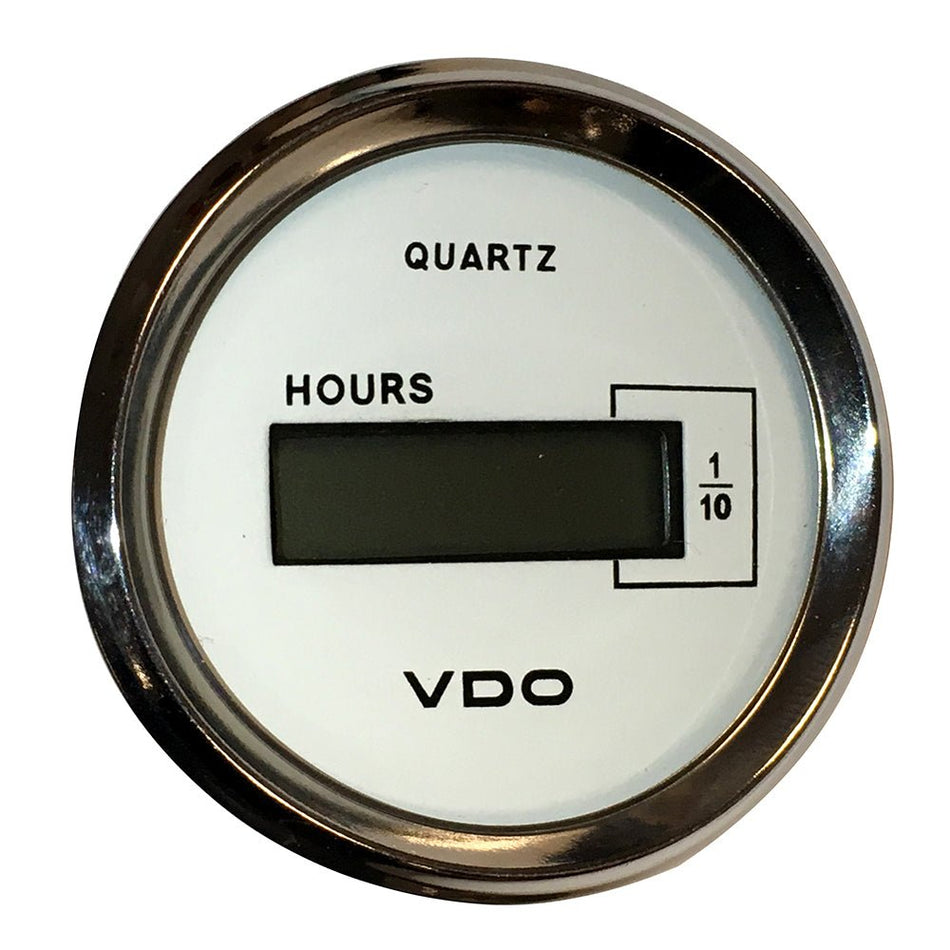 VDO Cockpit Marine 52mm (2 - 1/16") LCD Hourmeter - White Dial/Chrome Bezel - Get Tight Gear