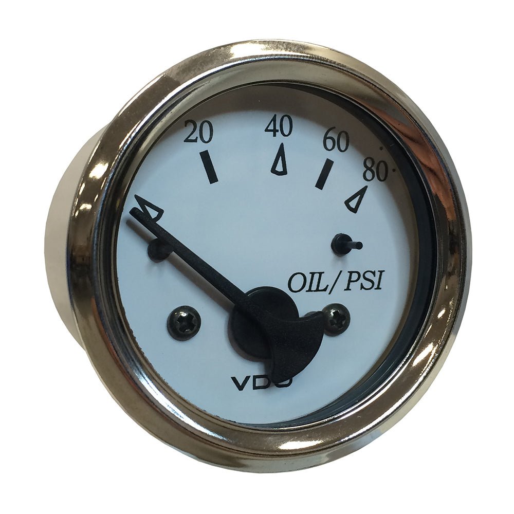 VDO Cockpit Marine 52MM (2 - 1/16") Oil Pressure Gauge - White Dial/Chrome Bezel - Get Tight Gear