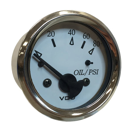 VDO Cockpit Marine 52MM (2 - 1/16") Oil Pressure Gauge - White Dial/Chrome Bezel - Get Tight Gear