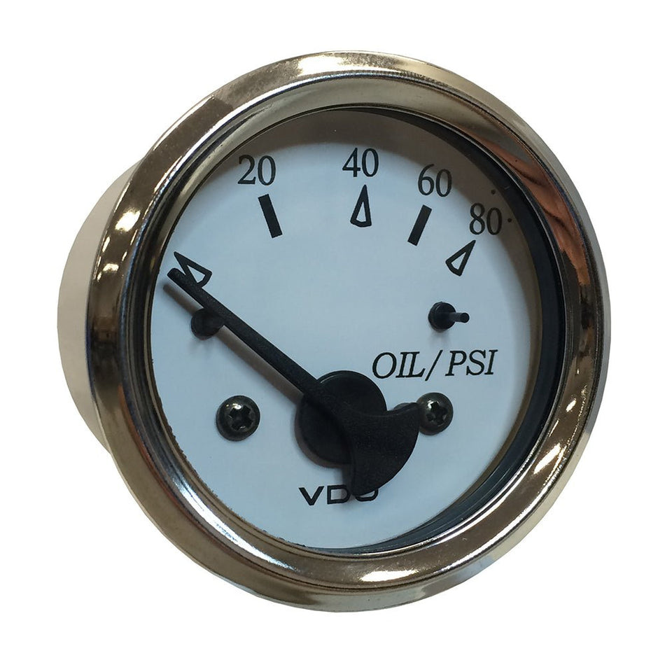 VDO Cockpit Marine 52MM (2 - 1/16") Oil Pressure Gauge - White Dial/Chrome Bezel - Get Tight Gear