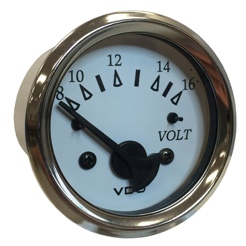 VDO Cockpit Marine 52MM (2 - 1/16") Voltmeter - White Dial/Chrome Bezel - Get Tight Gear