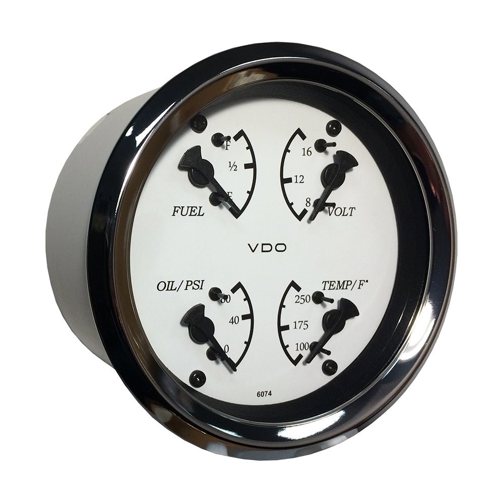 VDO Cockpit Marine 85mm (3 - 3/8") 4 in 1 Gauge - White Dial/Bezel - Get Tight Gear