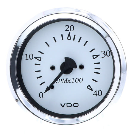 VDO Cockpit Marine 85MM (3 - 3/8") Diesel Tachometer - 4000 RPM - White Dial/Chrome Bezel - Get Tight Gear