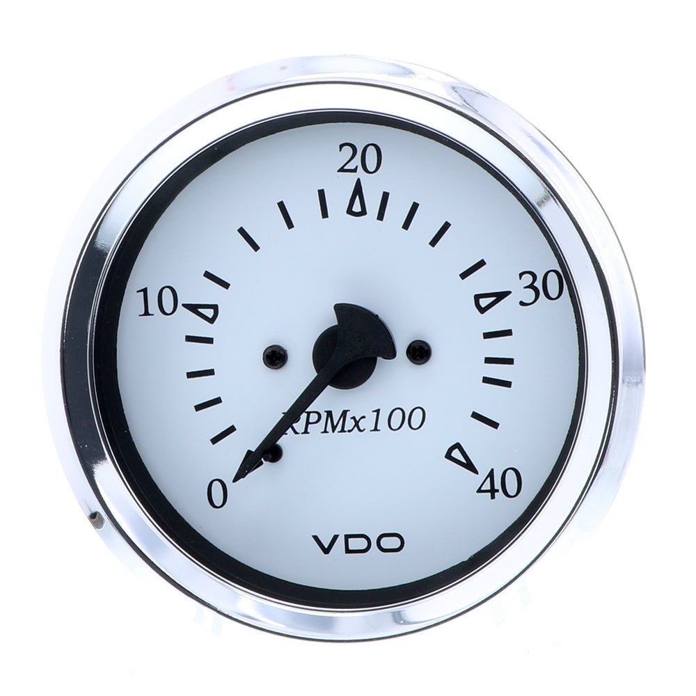VDO Cockpit Marine 85MM (3 - 3/8") Diesel Tachometer - Alternator Input - White Dial/Chrome Bezel - Get Tight Gear