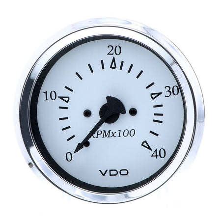 VDO Cockpit Marine 85MM (3 - 3/8") Diesel Tachometer - Alternator Input - White Dial/Chrome Bezel - Get Tight Gear