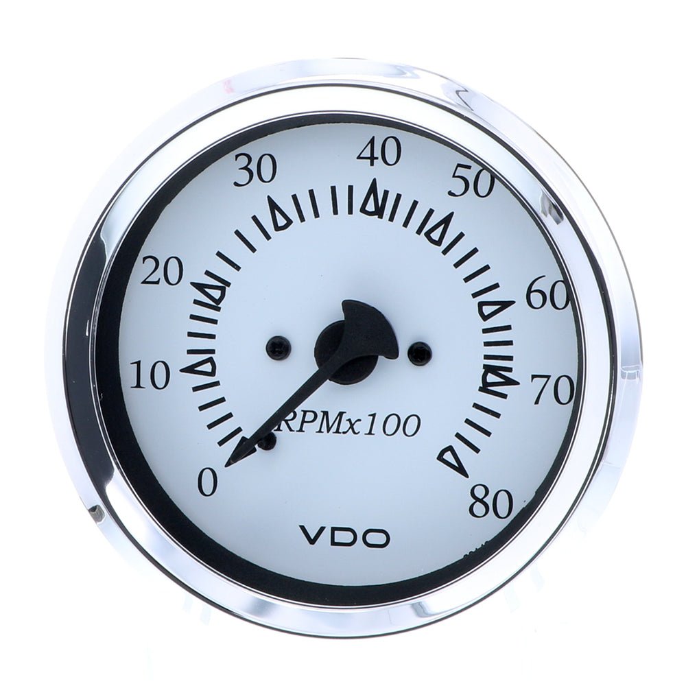 VDO Cockpit Marine 85MM (3 - 3/8") Outboard Tachometer - White Dial/Chrome Bezel - Get Tight Gear
