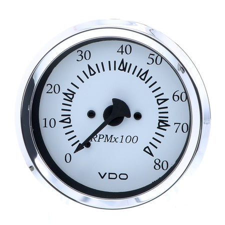 VDO Cockpit Marine 85MM (3 - 3/8") Outboard Tachometer - White Dial/Chrome Bezel - Get Tight Gear