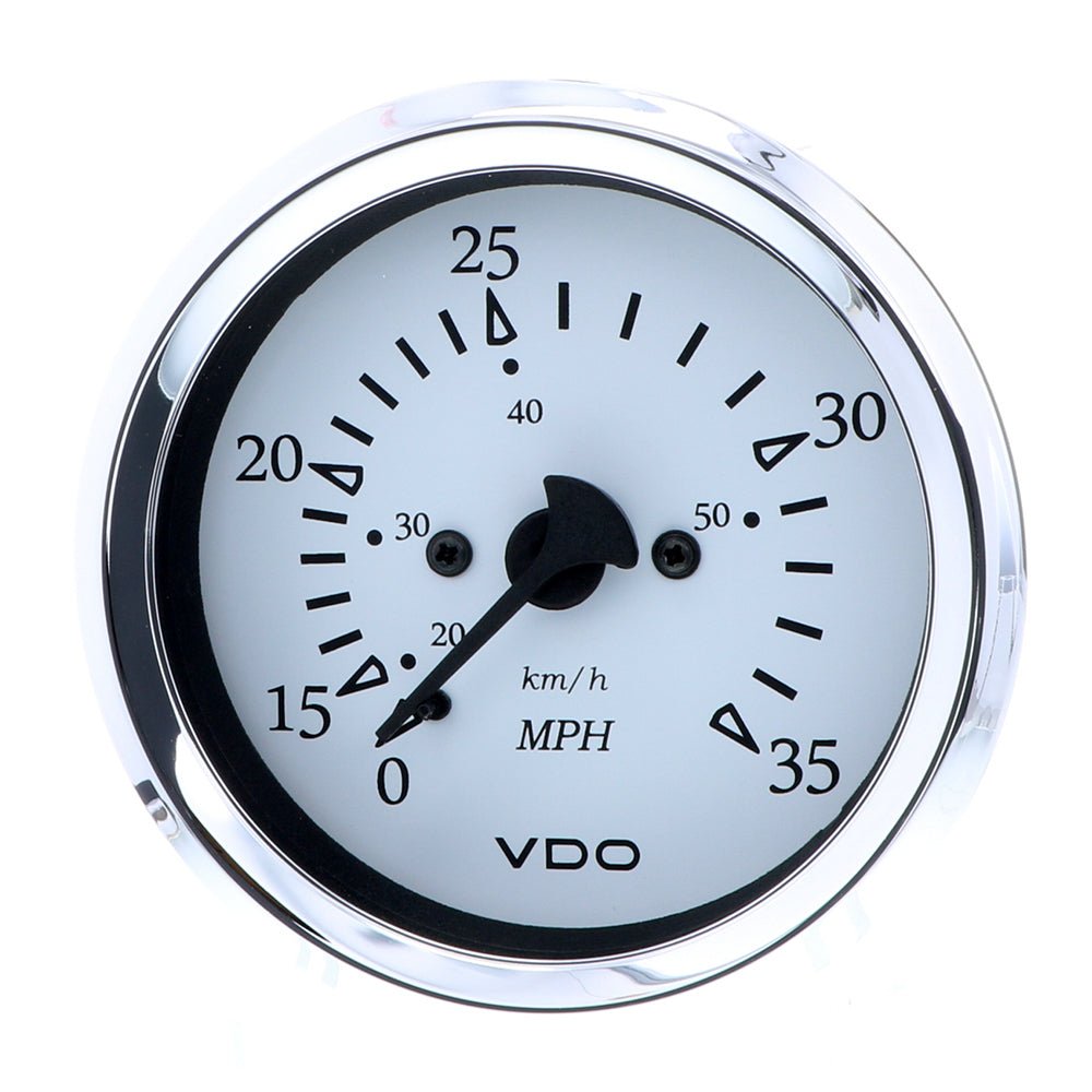 VDO Cockpit Marine 85MM (3 - 3/8") Pitot Speedometer - 0 to 35 MPH - White Dial/Chrome Bezel - Get Tight Gear