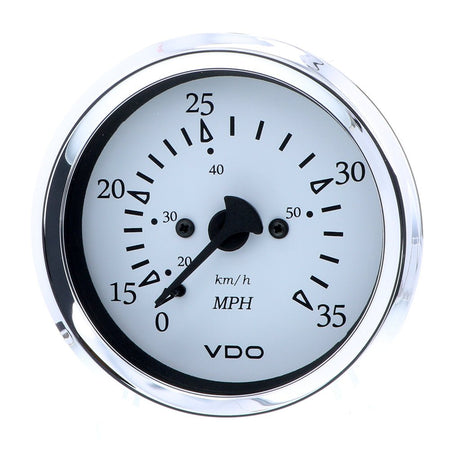 VDO Cockpit Marine 85MM (3 - 3/8") Pitot Speedometer - 0 to 35 MPH - White Dial/Chrome Bezel - Get Tight Gear