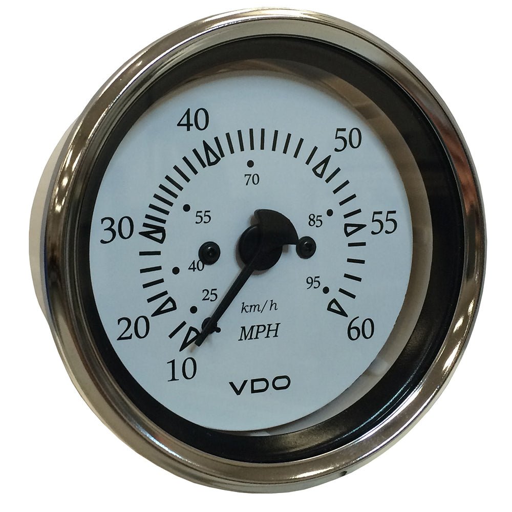 VDO Cockpit Marine 85MM (3 - 3/8") Pitot Speedometer - 0 to 60 MPH - White Dial/Chrome Bezel - Get Tight Gear
