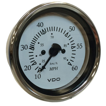 VDO Cockpit Marine 85MM (3 - 3/8") Pitot Speedometer - 0 to 60 MPH - White Dial/Chrome Bezel - Get Tight Gear