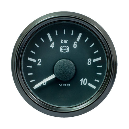 VDO SingleViu 52mm (2 - 1/16") Brake Pressure Gauge - 15 Bar - 0 - 180 Ohm - Get Tight Gear