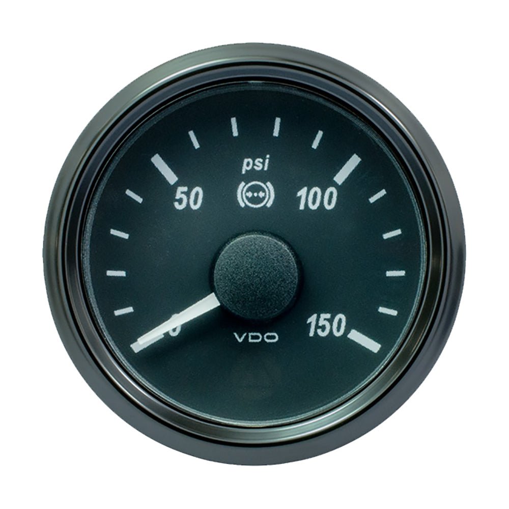 VDO SingleViu 52mm (2 - 1/16") Brake Pressure Gauge - 150 PSI - 0 - 180 Ohm - Get Tight Gear