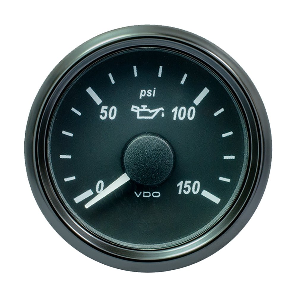 VDO SingleViu 52mm (2 - 1/16") Oil Pressure Gauge - 150 PSI - 0 - 180 Ohm - Get Tight Gear