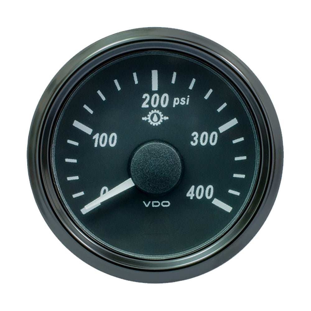 VDO SingleViu 52mm (2 - 1/16") Oil Pressure Gauge - 400 PSI - 0 - 180 Ohm - Get Tight Gear