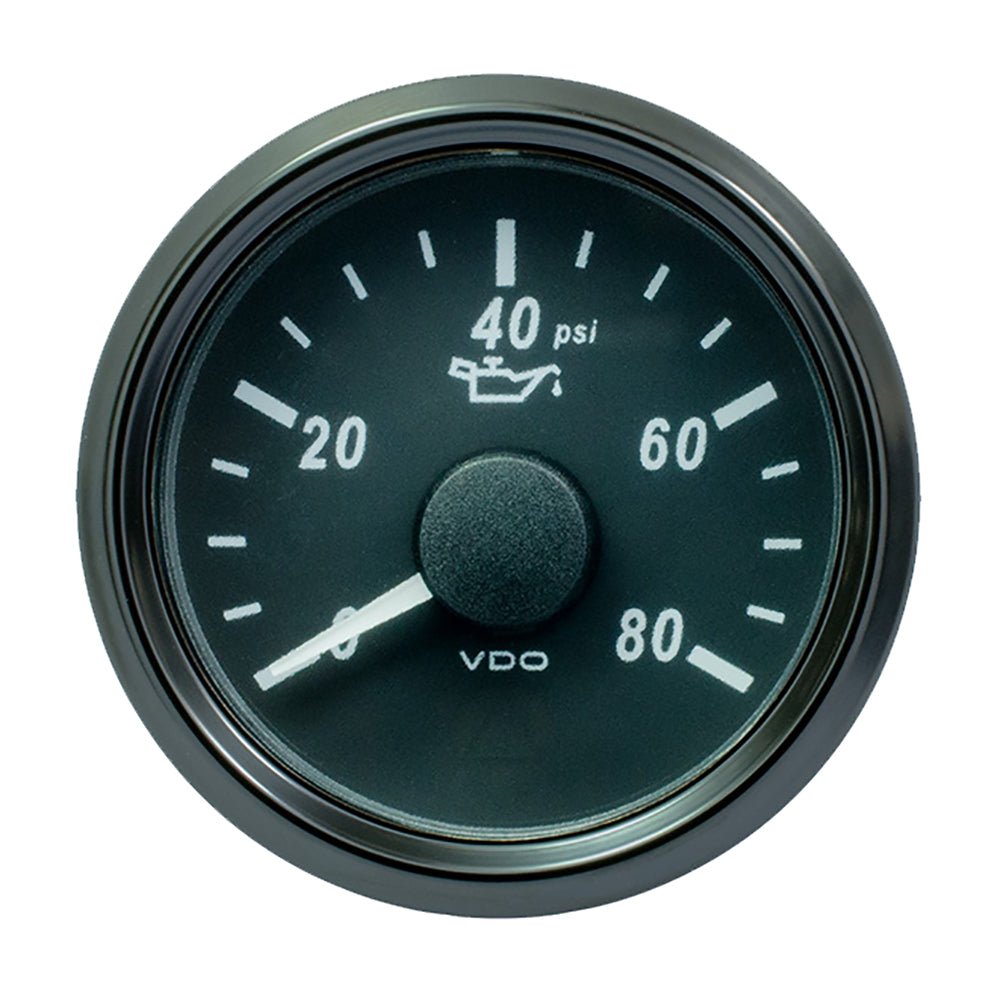 VDO SingleViu 52mm (2 - 1/16") Oil Pressure Gauge - 80 PSI - 0 - 180 Ohm - Get Tight Gear