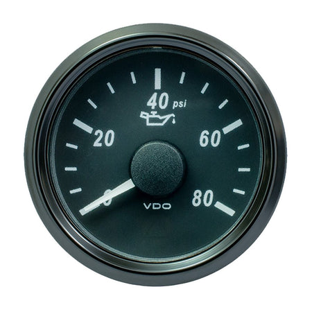 VDO SingleViu 52mm (2 - 1/16") Oil Pressure Gauge - 80 PSI - 0 - 180 Ohm - Get Tight Gear