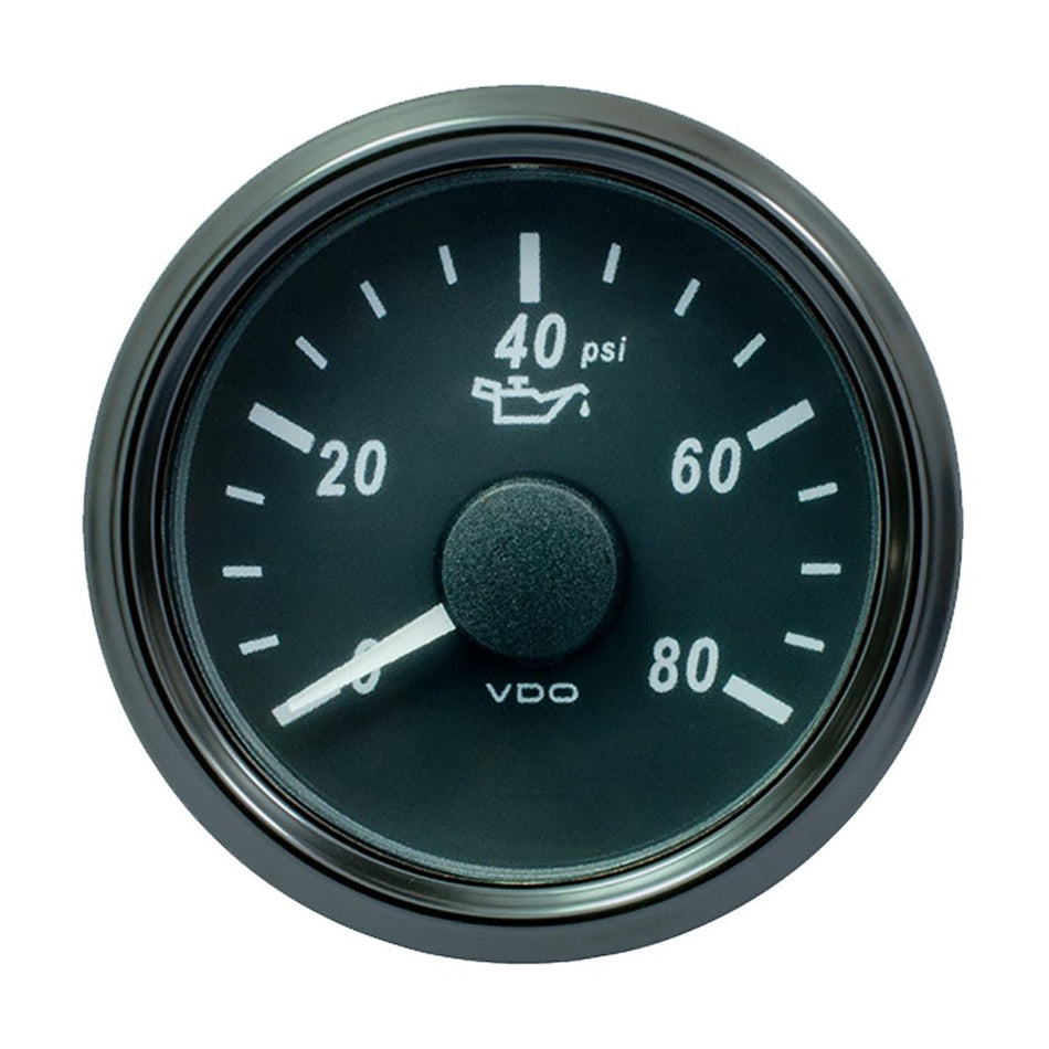 VDO SingleViu 52mm (2 - 1/16") Oil Pressure Gauge - 80 PSI - 240 - 33 Ohm - Get Tight Gear