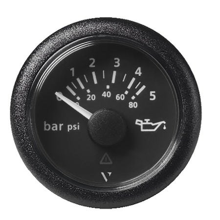 Veratron 52 MM (2 - 1/16") ViewLine Oil Pressure Gauge 5 Bar/80 PSI - Black Dial & Round Bezel - Get Tight Gear