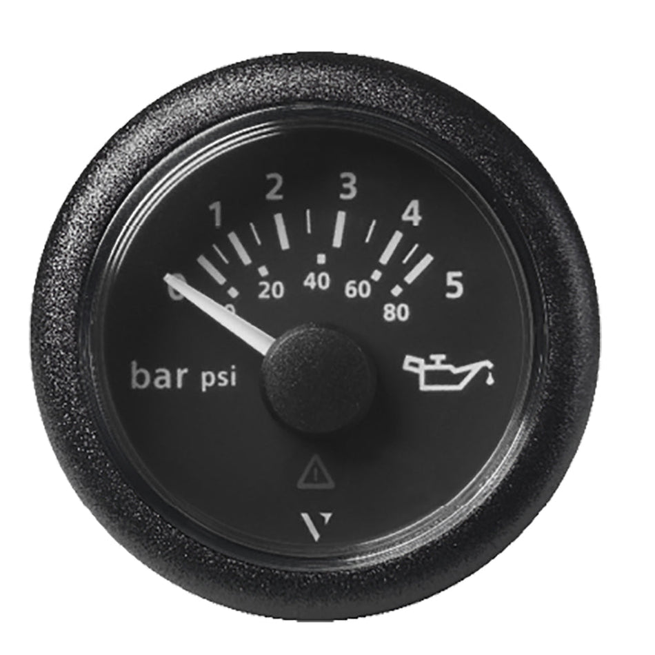 Veratron 52 MM (2 - 1/16") ViewLine Oil Pressure Gauge 5 Bar/80 PSI - Black Dial & Round Bezel - Get Tight Gear