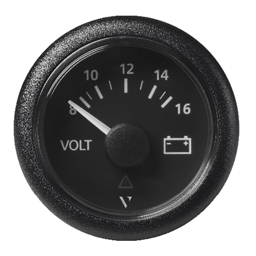 Veratron 52 MM (2 - 1/16") ViewLine Voltmeter - 8 to16V - Black Dial & Bezel - Get Tight Gear