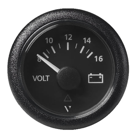 Veratron 52 MM (2 - 1/16") ViewLine Voltmeter - 8 to16V - Black Dial & Bezel - Get Tight Gear