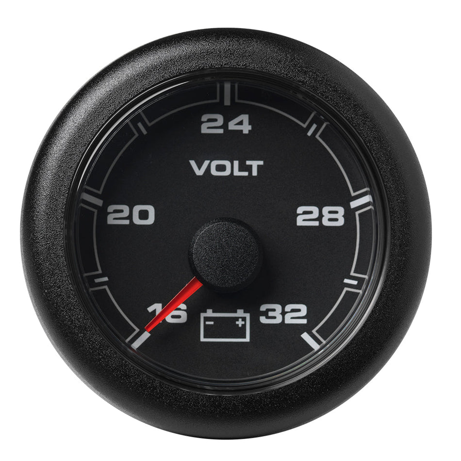 Veratron 52MM (2 - 1/16") OceanLink Battery Voltage Gauge - 16 to 32V - Black Dial & Bezel - Get Tight Gear