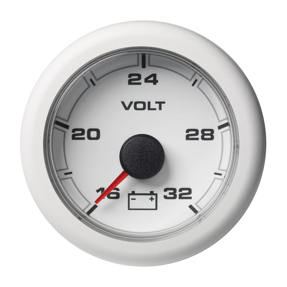 Veratron 52MM (2 - 1/16") OceanLink Battery Voltage Gauge - 16 to 32V - White Dial & Bezel - Get Tight Gear