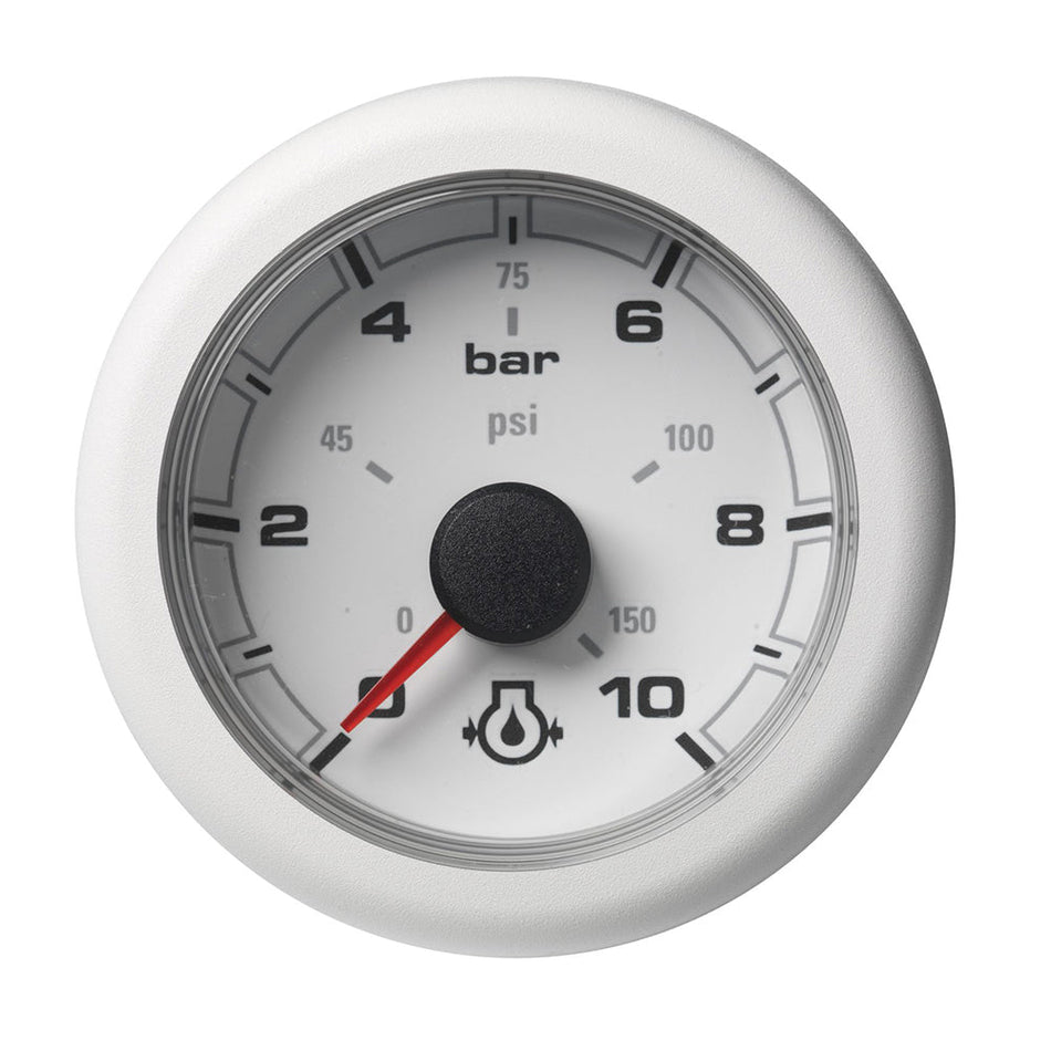 Veratron 52MM (2 - 1/16") OceanLink Engine Oil Pressure - 10 Bar/150 PSI - White Dial & Bezel - Get Tight Gear