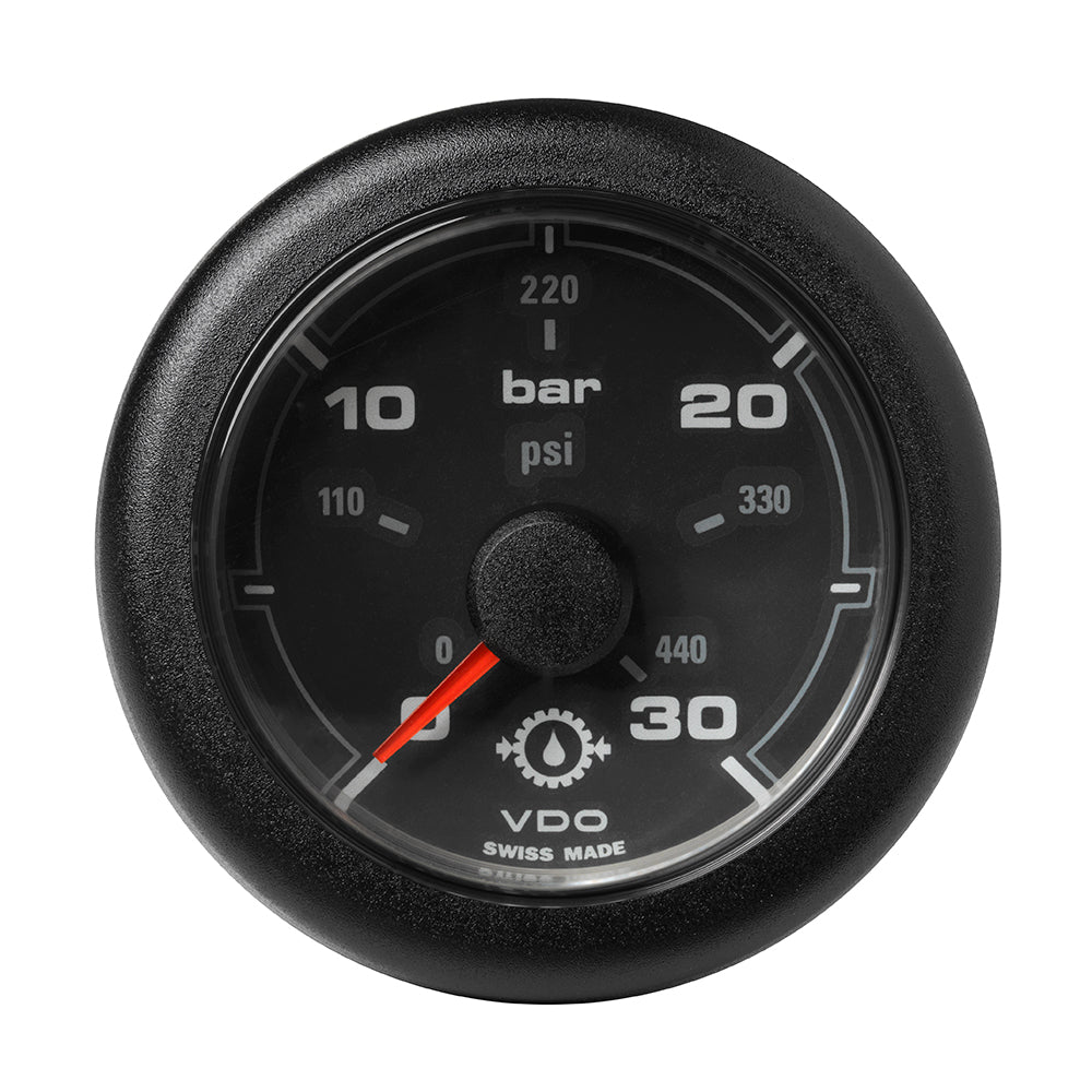 Veratron 52MM (2 - 1/16") OceanLink Transmission Oil Pressure Gauge - 30 Bar/440 PSI - Black Dial & Bezel - Get Tight Gear