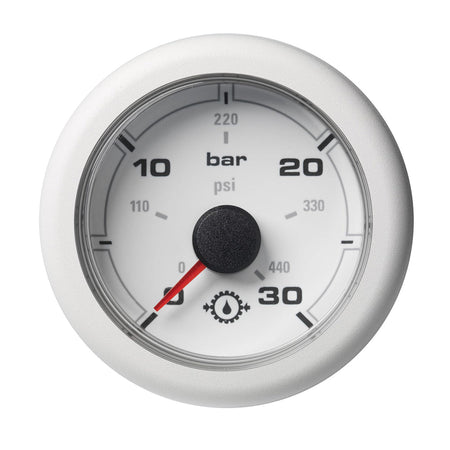 Veratron 52MM (2 - 1/16") OceanLink Transmission Oil Pressure Gauge - 30 Bar/440 PSI - White Dial & Bezel - Get Tight Gear