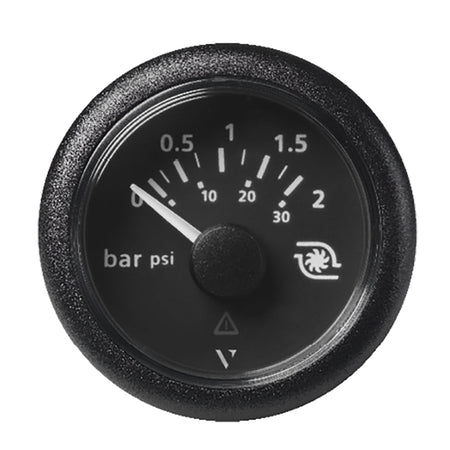 Veratron 52MM (2 - 1/16") ViewLine Boost Pressure Gauge 2 Bar/30 PSI - Black Dial & Round Bezel - Get Tight Gear