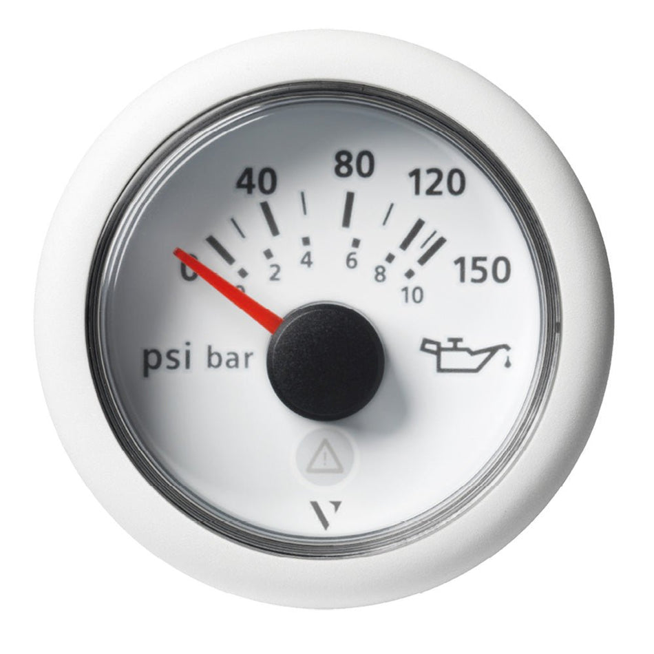 Veratron 52mm (2 - 1/16") ViewLine Engine Oil Pressure Gauge - 150 PSI - White Dial & Bezel - Get Tight Gear