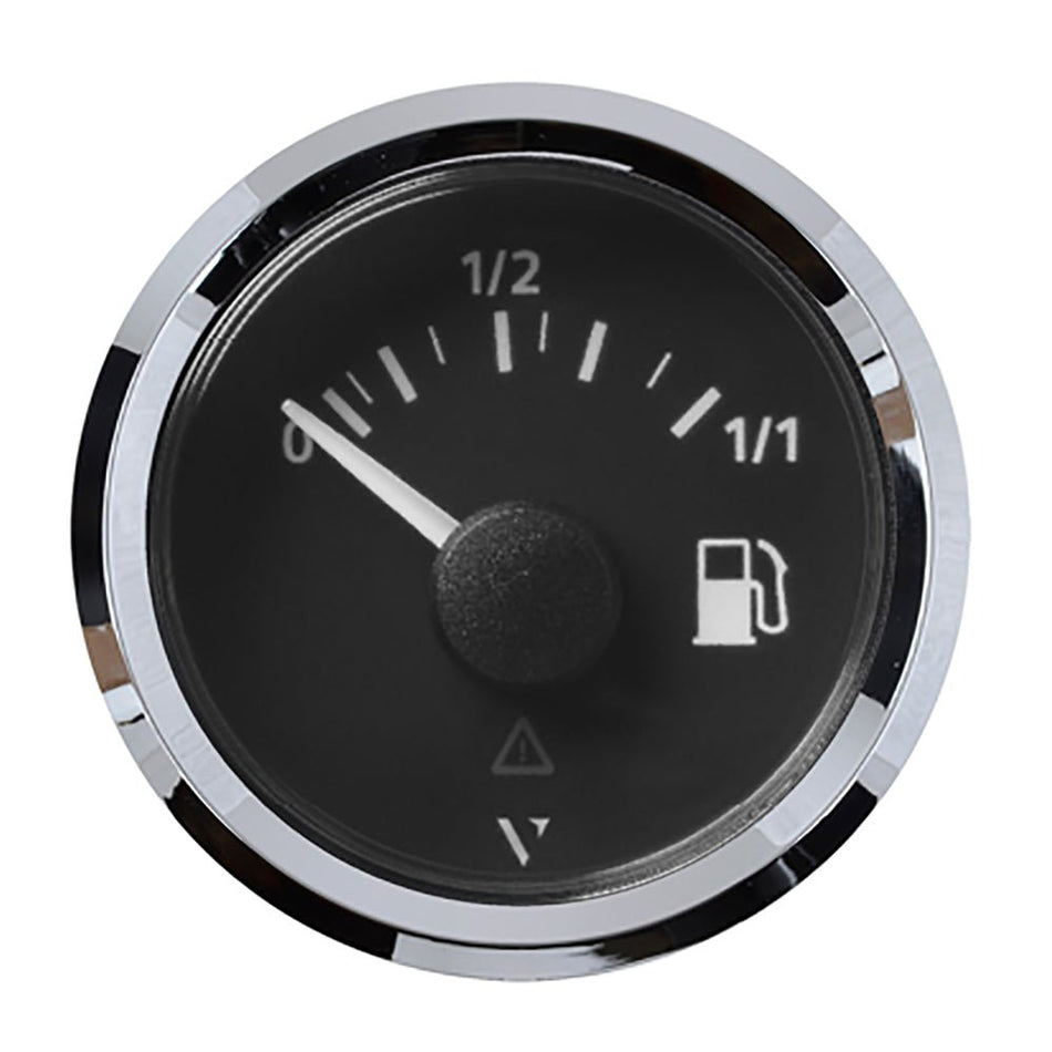 Veratron 52MM (2 - 1/16") ViewLine Fuel Level Gauge 0 - 1/1 - 3 - 180 OHM - Black Dial & Chrome Triangular Bezel - Get Tight Gear