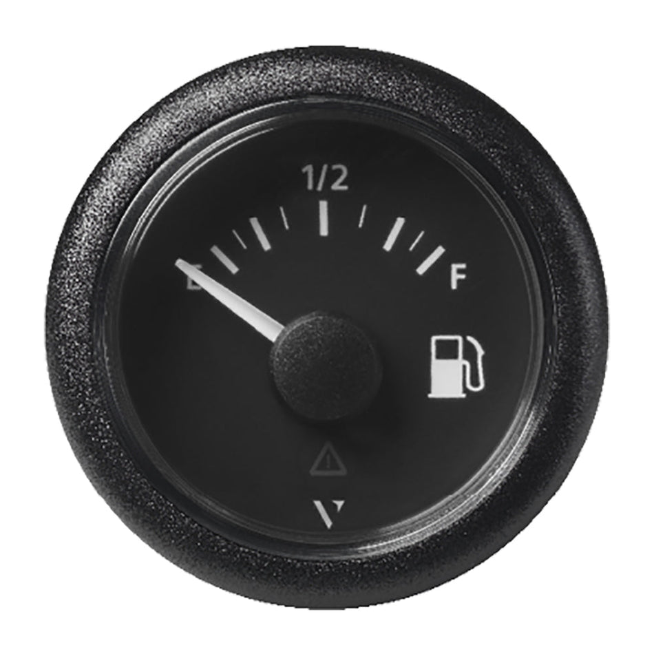 Veratron 52MM (2 - 1/16") ViewLine Fuel Level Gauge Empty - Full - 0 - 90 OHM - Black Dial & Round Bezel - Get Tight Gear