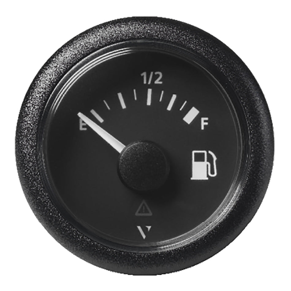 Veratron 52MM (2 - 1/16") ViewLine Fuel Level Gauge Empty - Full - 90 - 4 OHM - Black Dial & Round Bezel - Get Tight Gear