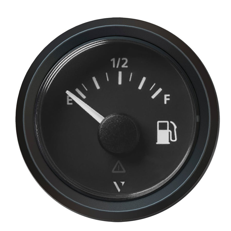 Veratron 52MM (2 - 1/16") ViewLine Fuel Level Gauge Empty/Full - 240 to 33.5 OHM - Black Dial & Triangular Bezel - Get Tight Gear