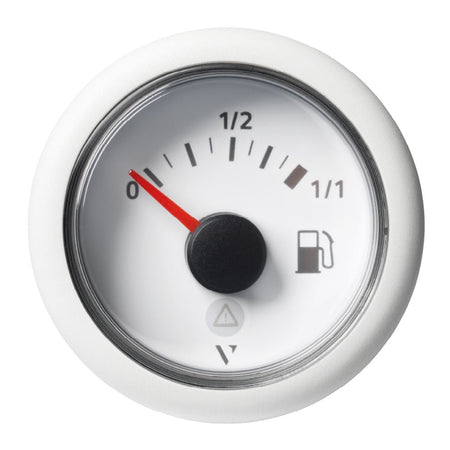 Veratron 52mm (2 - 1/16") ViewLine Fuel Tank Level Gauge - 0 to 1/1 - White Dial & Round Bezel - Get Tight Gear