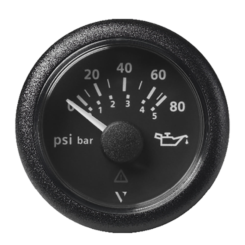Veratron 52MM (2 - 1/16") ViewLine Oil Pressure Gauge 80 PSI/5 Bar - Black Dial & Round Bezel - Get Tight Gear